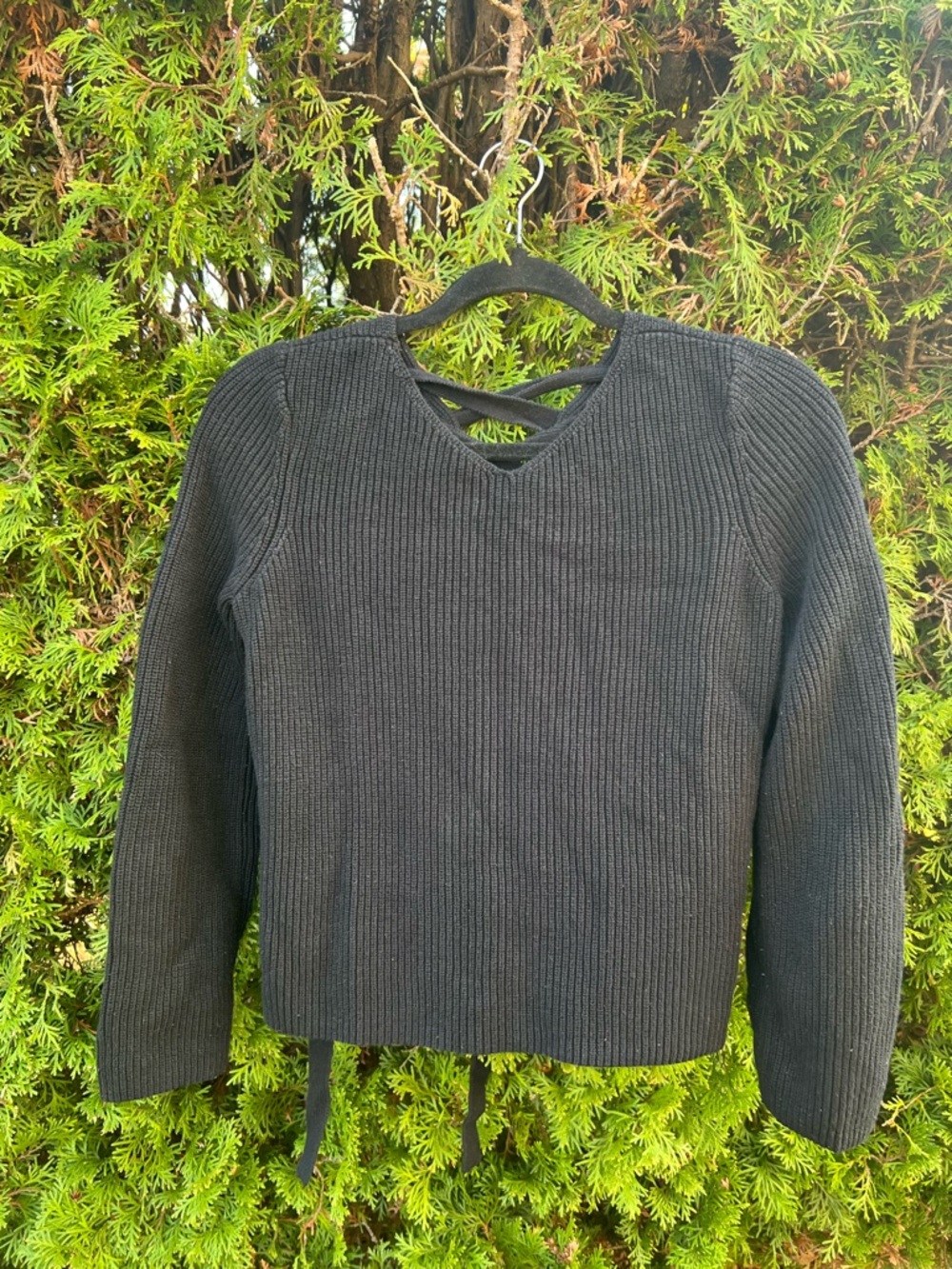LOFT Black Ribbed Knit Sweater